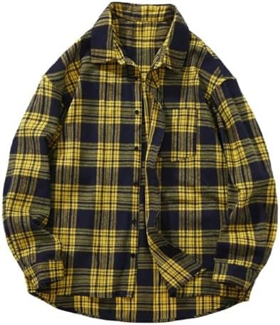 Men's Plus Size Casual Plaid Long Sleeved Shirt Bulk Long Sleeve Shirts