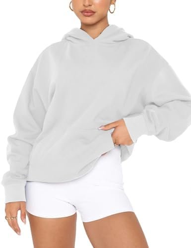Women's Basic Long Sleeve Hoodies Relaxed Fitted Sweatshirts Oversized Pullover Tops with Pocket