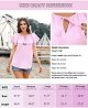 Women's Summer Casual Boho Floral Printed V Neck Chiffon Tops Drawstring Short Sleeve Blouses Shirt