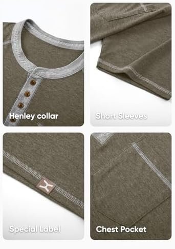 Men's Long/Short Sleeve T-Shirt Stretch Cotton Casual Pullover Tee Shirts with Pockets