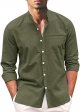 Men's Casual Autumn Long Sleeve Loose Fit Linen Button Down Shirt Mens Lightweight Long Sleeved Shirt