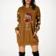 Christmas Women's Printed Long Sleeved Hooded Sweatshirt with Pocket Hoodie Pullover Dress Hoodie Born Dress