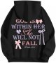Women Fashion Letter Print Hooded Long Sleeve Casual Hoodie Sports Hoodie Casual Tie