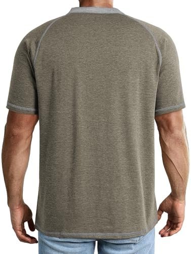 Men's Long/Short Sleeve T-Shirt Stretch Cotton Casual Pullover Tee Shirts with Pockets