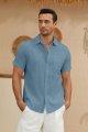 Mens Casual Button Down Shirts Short Sleeve Cotton Dress Shirt