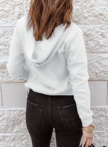 Womens Fashion Lace Up V Neck Drawstring Hoodies Sweatshirt Pullover Tops