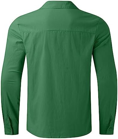 Men's Casual Autumn Long Sleeve Loose Fit Cotton Linen Button Down Shirt 5 Apparel