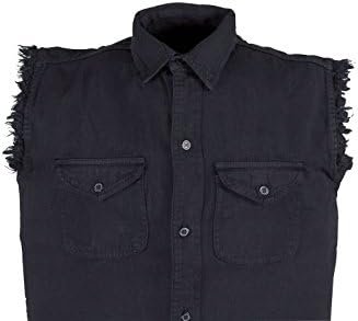 Men's blk cotton cut off Summer half sleeve shirt with frayed sleeves New