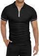 Men's Short Sleeve Polo Shirts Quarter-Zip Casual Slim Fit Lapel Neck Basic Designed Cotton Shirts