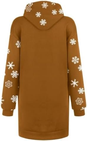 Christmas Women's Printed Long Sleeved Hooded Sweatshirt with Pocket Hoodie Pullover Dress Hoodie Born Dress
