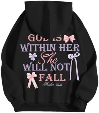 Women Fashion Letter Print Hooded Long Sleeve Casual Hoodie Sports Hoodie Casual Tie