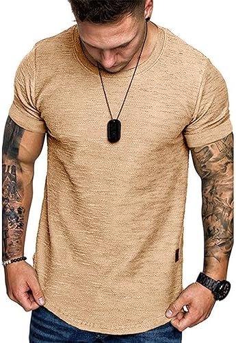 Fashion Mens T Shirt Muscle Gym Workout Athletic Shirt Cotton Tee Shirt Top