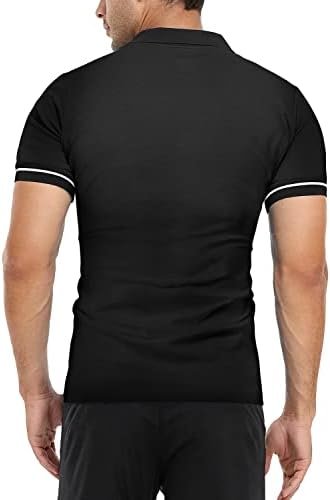 Men's Short Sleeve Polo Shirts Quarter-Zip Casual Slim Fit Lapel Neck Basic Designed Cotton Shirts