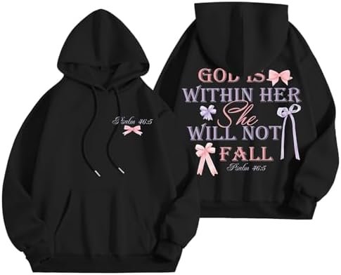Women Fashion Letter Print Hooded Long Sleeve Casual Hoodie Sports Hoodie Casual Tie