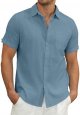 Mens Casual Button Down Shirts Short Sleeve Cotton Dress Shirt