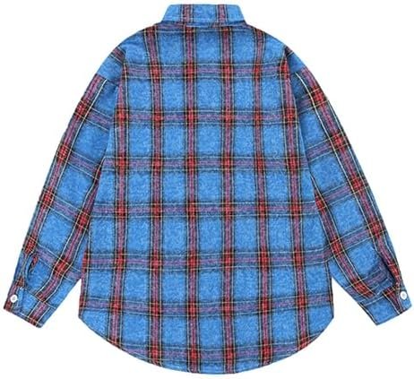 Men's Personality Tie Dye Fashion Loose Plus Size Plaid Long Sleeved Shirt Us Wine