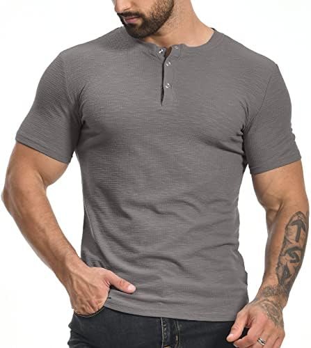 Men's Muscle T Shirts Stretch Short Sleeve Workout Tee Casual Slim Fit Shirt