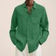 Men's Casual Autumn Long Sleeve Loose Fit Cotton Linen Button Down Shirt 5 Apparel