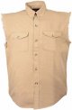 Men's Motorcycle Frayed Sleeves Grey Cut Off Shirt 100% Cotton Twill Shirt New
