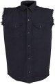 Men's blk cotton cut off Summer half sleeve shirt with frayed sleeves New