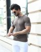 Men's Muscle T Shirts Stretch Short Sleeve Workout Tee Casual Slim Fit Shirt