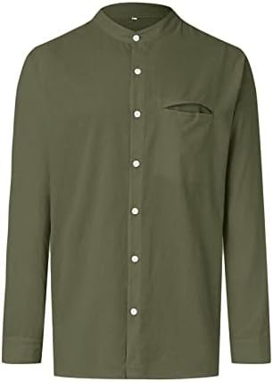 Men's Casual Autumn Long Sleeve Loose Fit Linen Button Down Shirt Mens Lightweight Long Sleeved Shirt