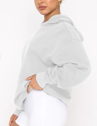 Women's Basic Long Sleeve Hoodies Relaxed Fitted Sweatshirts Oversized Pullover Tops with Pocket