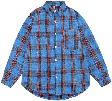 Men's Personality Tie Dye Fashion Loose Plus Size Plaid Long Sleeved Shirt Us Wine