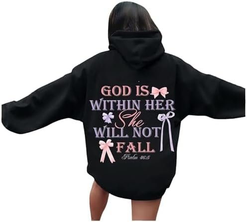 Women Fashion Letter Print Hooded Long Sleeve Casual Hoodie Sports Hoodie Casual Tie