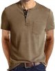 Mens Fashion Shirts Long Sleeve Button Cotton T-Shirt with Pocket