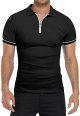 Men's Short Sleeve Polo Shirts Quarter-Zip Casual Slim Fit Lapel Neck Basic Designed Cotton Shirts