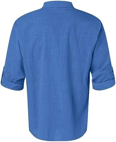 Men's Casual Autumn Long Sleeve Loose Fit Linen Button Down Shirt Shirts Bulk Men