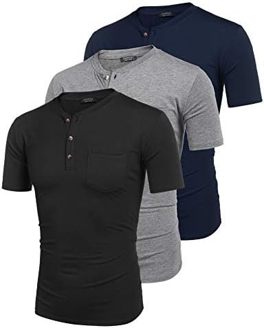 Men's 3 Pack Shirts Short Sleeve Casual Basic Tees Classic Summer Solid T Shirts with Pocket