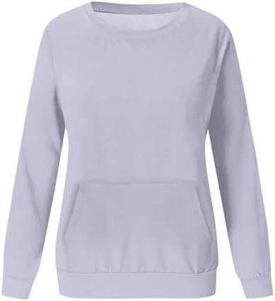 Womens Sweatshirt No Hood Cute Long Sleeve Shirts Fall Casual Pullover Loose Fit Sweater Tops with Pocket