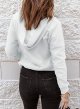 Womens Fashion Lace Up V Neck Drawstring Hoodies Sweatshirt Pullover Tops