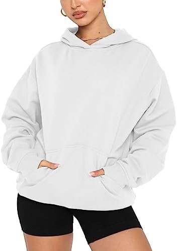 Women's Basic Long Sleeve Hoodies Relaxed Fitted Sweatshirts Oversized Pullover Tops with Pocket