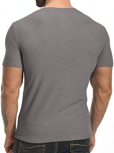 Men's Muscle T Shirts Stretch Short Sleeve Workout Tee Casual Slim Fit Shirt