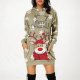 Christmas Women's Printed Long Sleeved Hooded Sweatshirt with Pocket Hoodie Pullover Maxi Dress for Women with