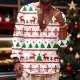 Men's Christmas Printed Pixel Snowflake Deer Theme Button Up Long Sleeve Casual Style T Shirt Plus T Shirt