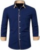 Mens Fashion Casual Solid Color Asymmetric Inclined Placket Pile Shirt Fashion Casual Long Sleeve Shirt House