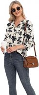 Womens Tops Casual Chiffon Blouses Tops 3/4 Sleeve V Neck Tunic Top Loose Shirt