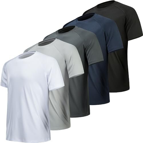 5/7 Pack Workout Shirts for Men Quick Dry Moisture Wicking Mens Gym Shirts Athletic T-Shirts