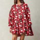Christmas Women Printed Casual Plus Size Loose Round Neck Long Sleeved Hooded Sweatshirt Top Irregular Pleated
