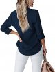 Womens Button Down Shirts V Neck Long Sleeve Office Casual Business Plain Blouse Tops with Pocket