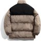 Winter New Men's Loose Splicing Stand Collar Thickened Cott On Padded Coat Size Open