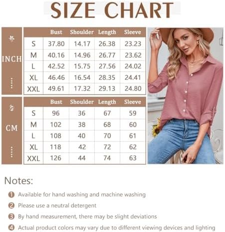 Womens Button Down Shirts V Neck Rolled Up Long Sleeve Tops Elegant Dressy Blouses Business Casual Outfits