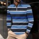 Men's Long Sleeve Patchwork Striped Lapel T Shirt Casual Holiday Shirts Tops Men Shirt Long