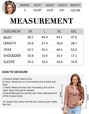 Womens Tops Dressy Casual Summer Fall Outfts 3/4 Length Sleeve V Neck Shirts Work Blouses Zipper Collar Polo Shirts