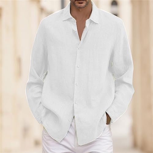 Male Summer Solid Casual Plus Size Loose Shirt Mens Turn Down Long Sleeve Shirt Men Workout Shirts Pack