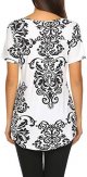 Women's Floral Printed Short Sleeve V Neck T-Shirt Pleated Casual Flowy Tunic Blouse Tops